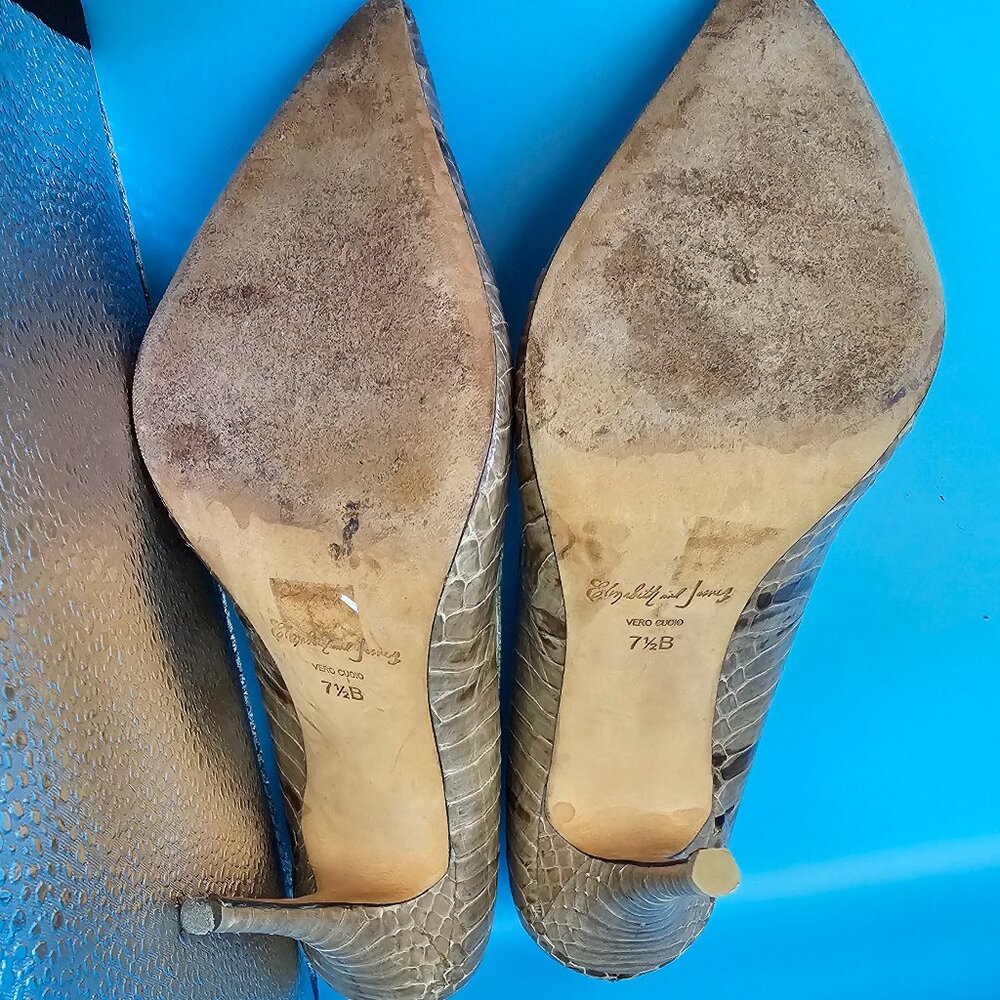 Elizabeth and James Tan Snakeskin Heels – Size 7.5 - Picture 6 of 8